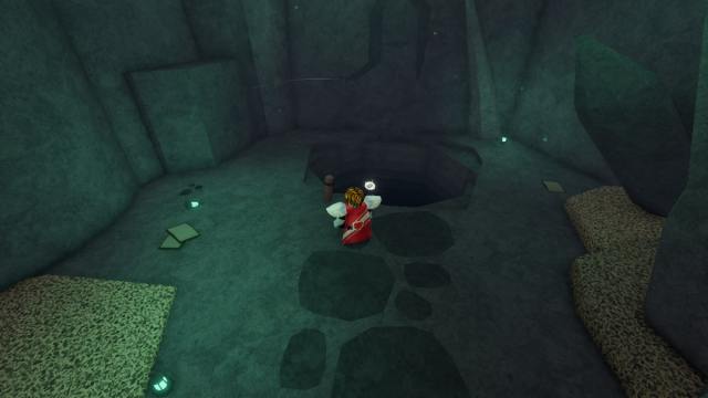 Picture showing the rope where player can drop down to use the Ancient Fragments in Fisch.