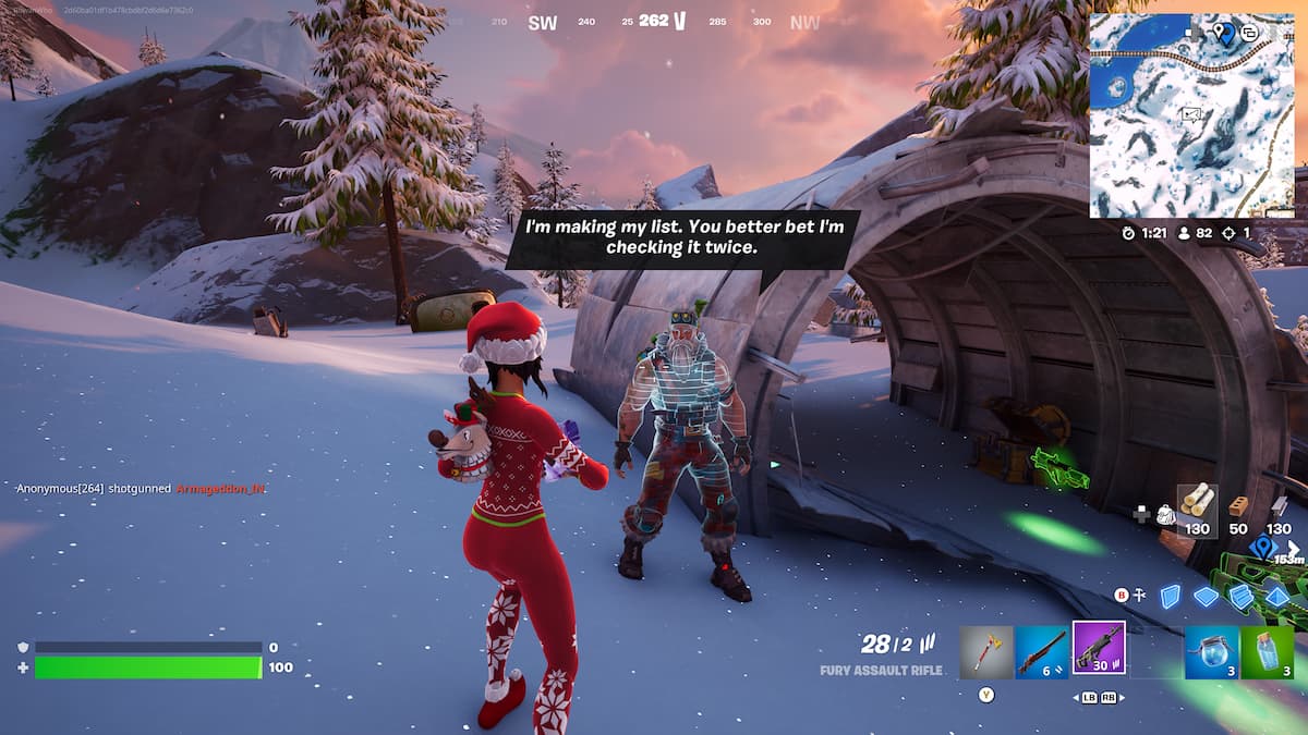 sgt. winter in a snowy crash site fortnite