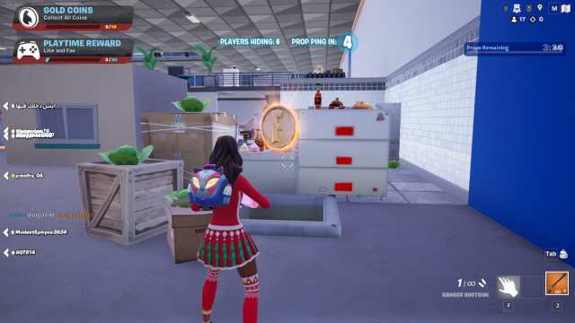 Picture showing the player searching for props and XP coins in Fortnite Chapter six.