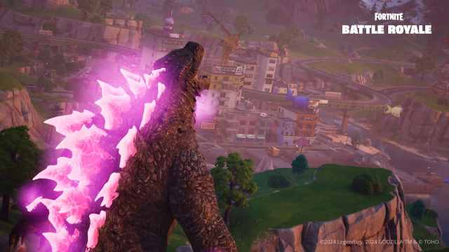 Picture showing the Godzilla coming to the Fortnite island in chapter six season one.