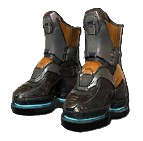 A pair of dark grey boots with orange accents. This shows readers what the Double Jump Boots look like