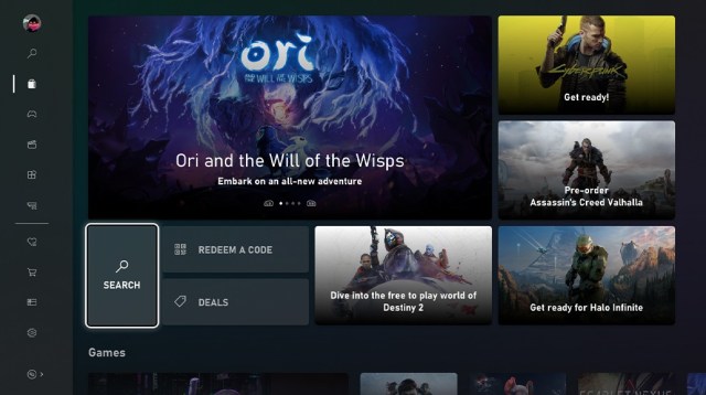 The Xbox store home page.