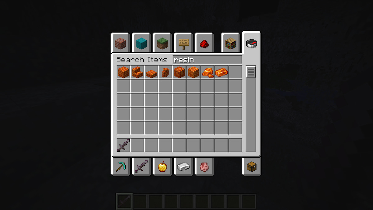 All resin blocks in Minecraft.