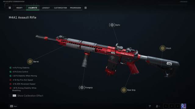 Delta Force M4A1 calibration screen