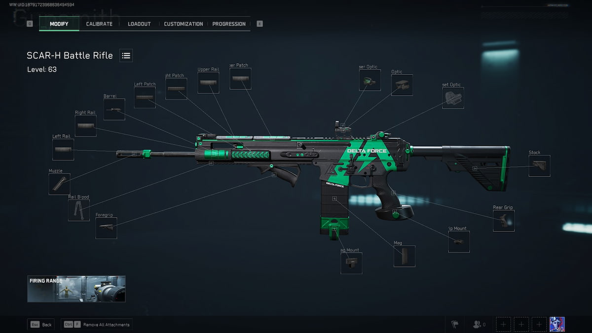 SCAR-H attachment screen in Delta Force
