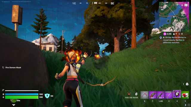 Fortnite character using a Fire Oni Mask in Fortnite