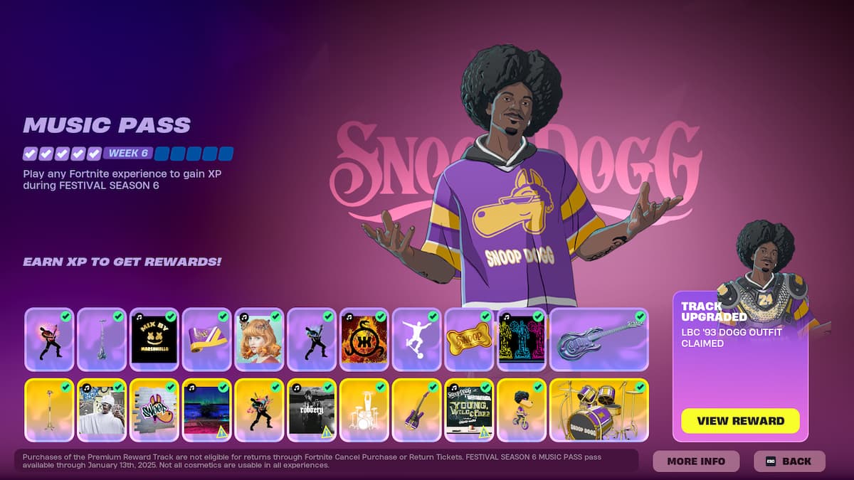 Snoop Dogg's Festival pass in Fortnite.