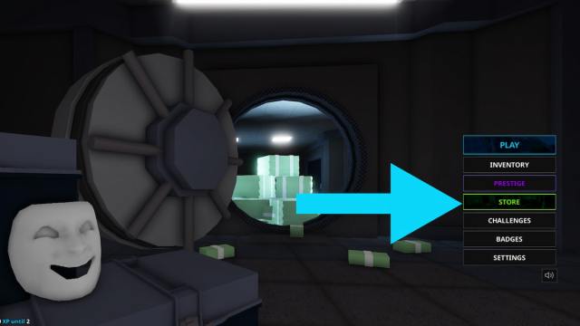 Screenshot of the Notoriety main menu and shop button.