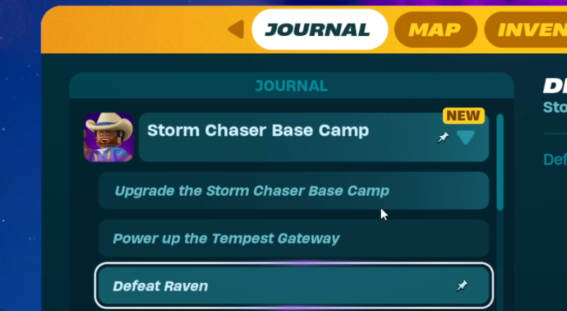 the mission menu board in lego fortnite odyssey