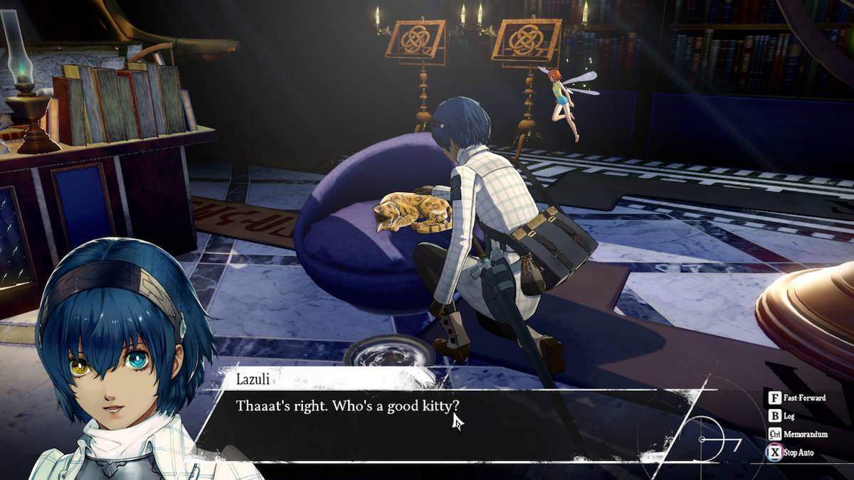 Petting More's cat in Metaphor: ReFantazio.