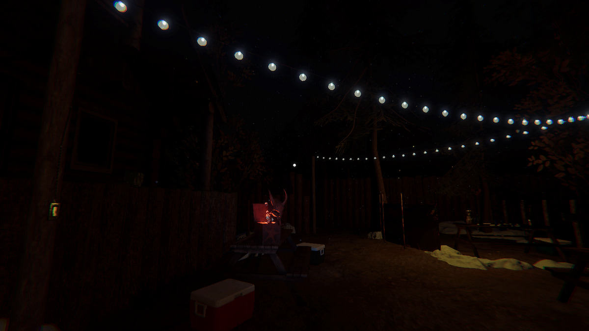 A krampus box in the picnic area in phasmophobia.