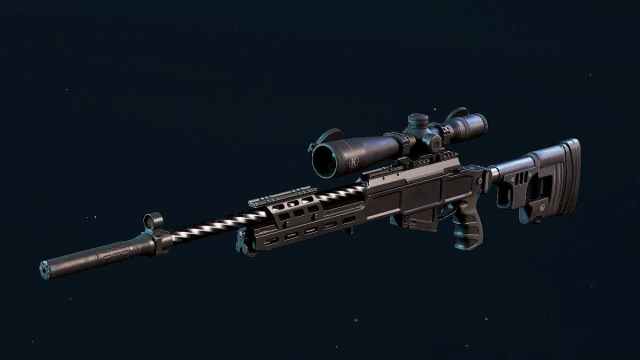 The SV-98 sniper rifle in Delta Force, fully equipped with a large 8x optic sights, a silencer, and a bipod.