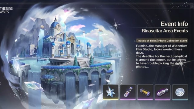 Wuthering Waves area event photo collection event with castle in background rewards