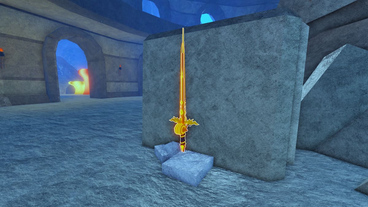 Picture showing the Champion Rod in Fisch's Atlantis area.