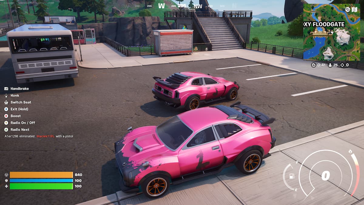 two identical pink cars with llama detailing