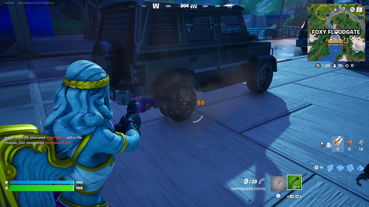 stoneheart character shooting out tyres