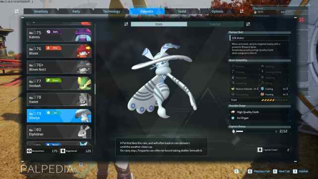 Sibelyx's Palpedia page in Palworld.