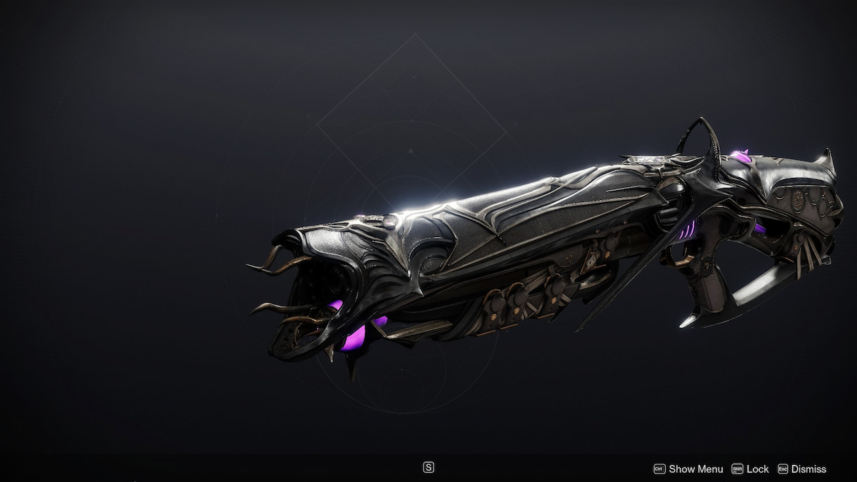 The Slayer's Fang shotgun seen in Collections, with its attributes hidden.