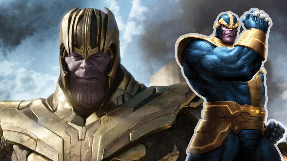Picture showing Thanos and his comic version.