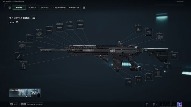 M7 battle rifle attachment screen in Delta Force