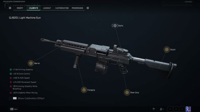 QJB201 calibration screen in Delta Force