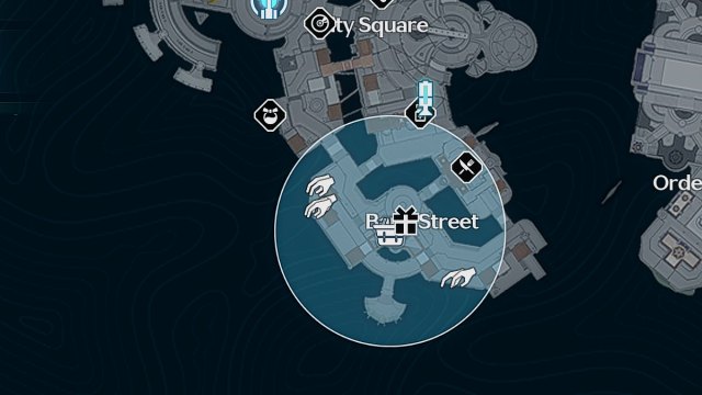 Wuthering Waves Sword Acorus locations at City Bank Street on map