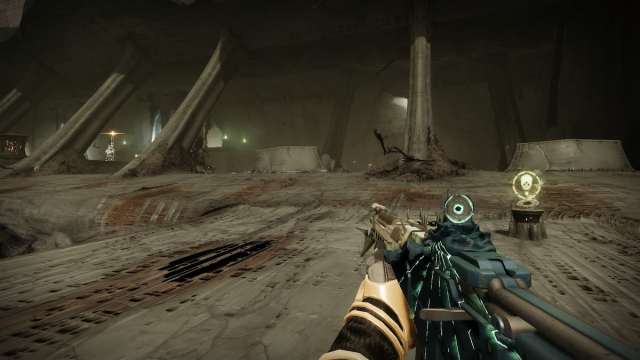 A guardian holds Adamantite at the edge of the Dreadnaught, facing the ship.