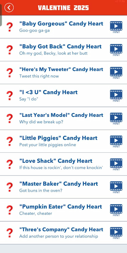All Valentine's Day Scavenger Hunt clues in BitLife.
