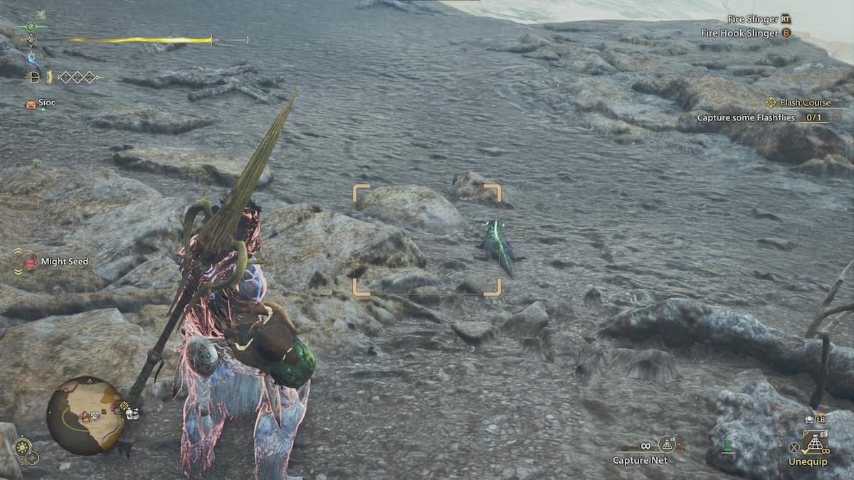 Catching an Ember Rufflizard in Monster Hunter Wilds
