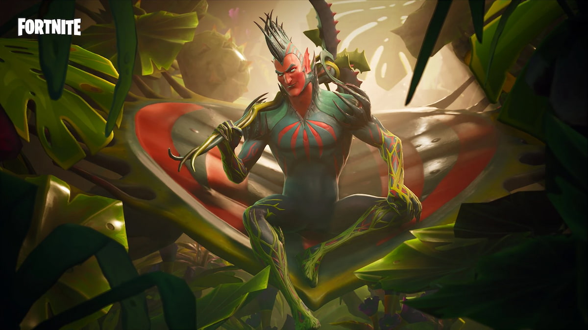 flytrap promo image - sitting on a flytrap plant with his pickaxe in hand