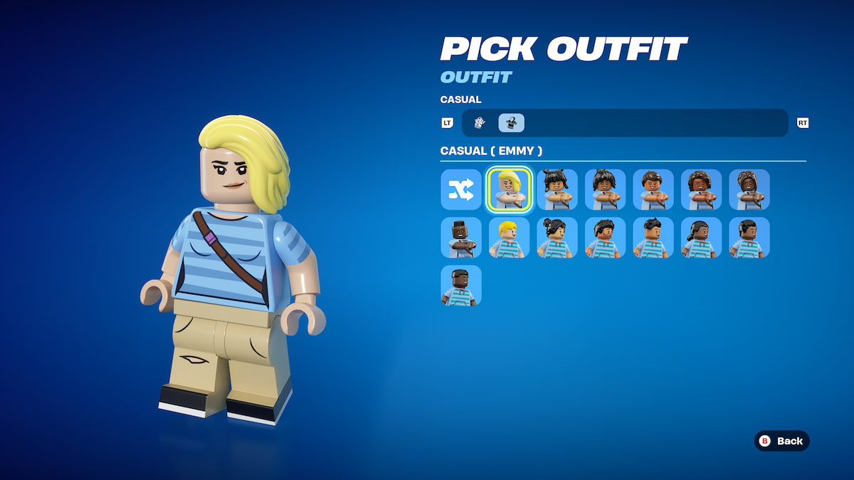 blond lego fortnite emmy in casual style