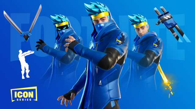 Picture showing Ninja's cosmetic and emote in his Icon Series in Fortnite.