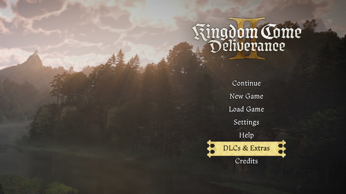 Kingdom Come: Deliverance 2 menu screen with the DLC & Extras tab opened.