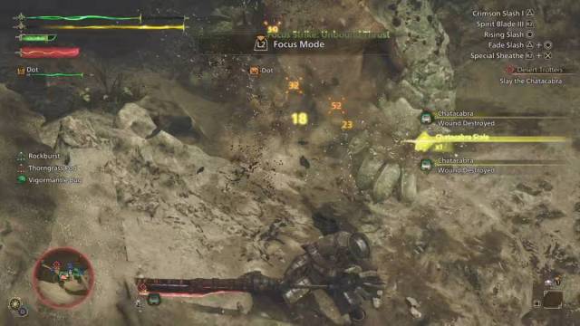 Focus Strike on a Chatacabra in MH Wilds