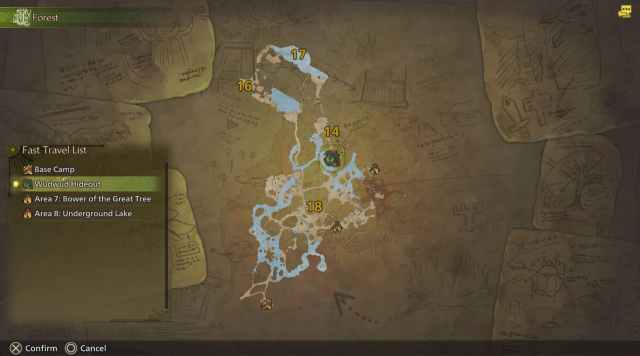 a map of the forest location in monster hunter wilds