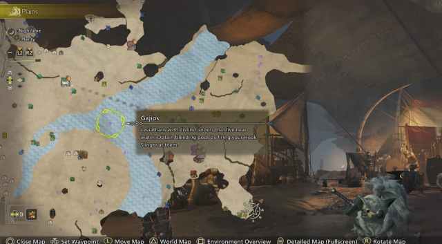 map of windward plains showing small monster locations by purple dots
