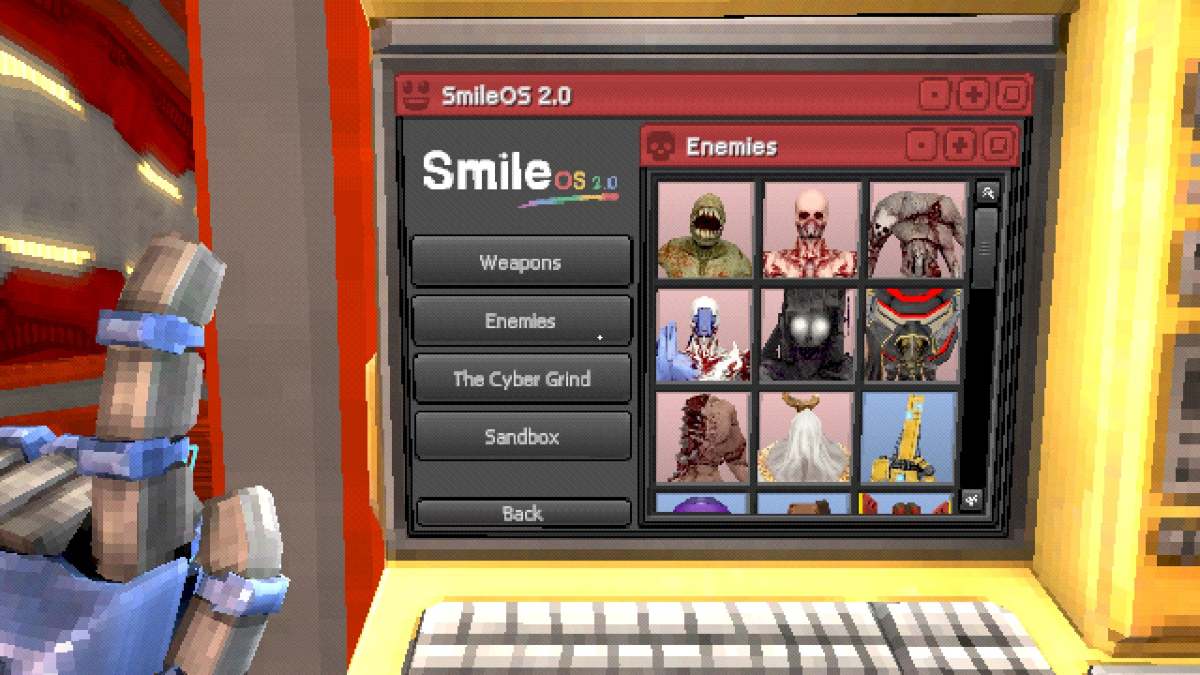 Looking at the enemies menu screen on the terminal at the spawn of a ULTRAKILL level