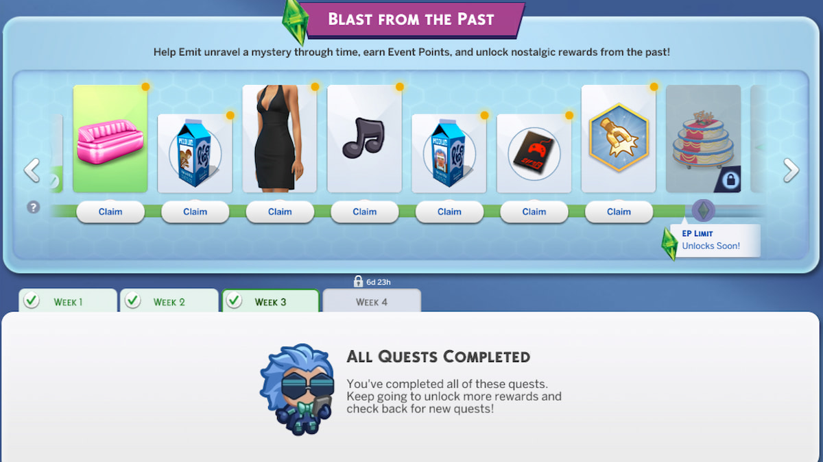 All week three Blast from the Past event rewards in The Sims 4.