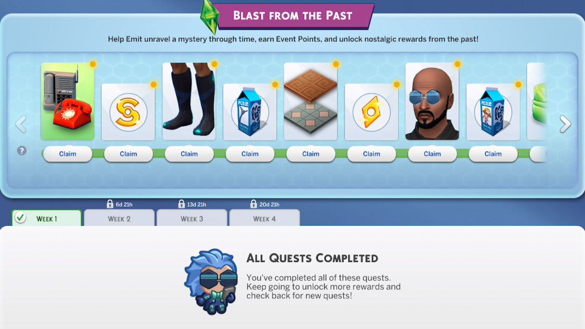 All Blast from the Past week one rewards in The Sims 4.