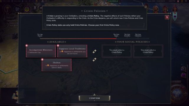 Crisis Policy screenshot from Civilization 7's policy tab.