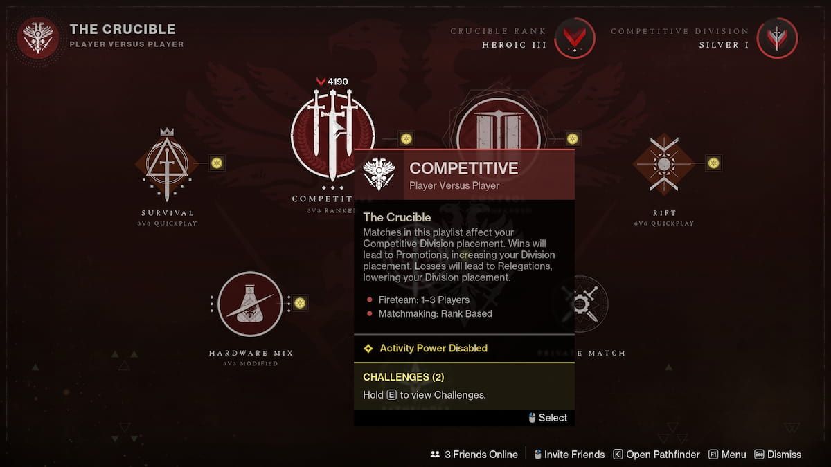 Competitive mode in Destiny 2 Crucible