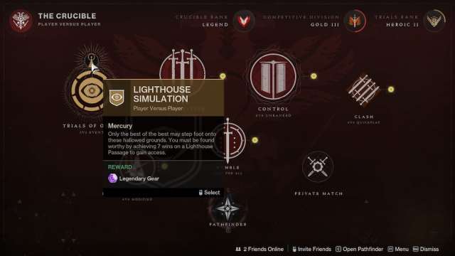 Lighhouse Simulation node in Destiny 2