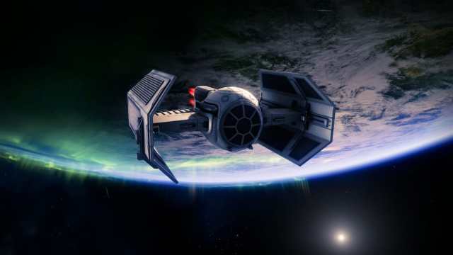 TIE Fighter in Earth's orbit in Destiny 2