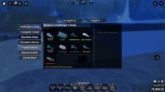 Challenger's Deep Bestiary in Fisch.