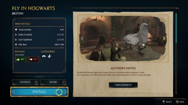 Fly in Hogwarts mod