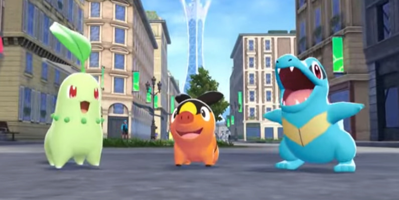 Pokemon Legends Z-A starters Chikorita, Tepig, and Totodile