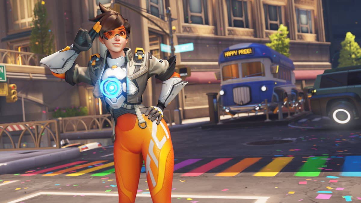 Tracer OW2 Pride celebration on Midtown map