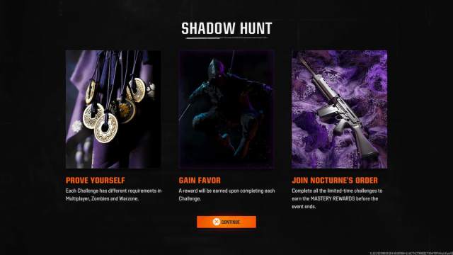 Shadow Hunt event screen in BO6