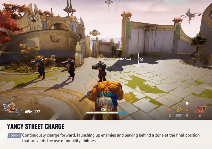 The Thing Yancy Street Charge ability in Marvel Rivals