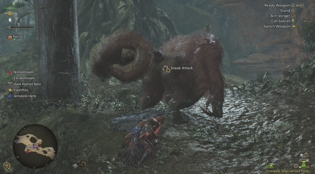 Look out for the cursor when sneaking behind a monster